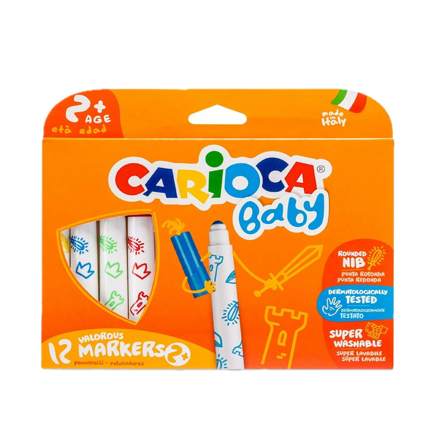12 Pennarelli Baby 2+ Valorous Marker – Punta Bloccata Lavabili per Bambini