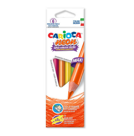 6 Pastelli Neon Pencils Maxi – Colori Fluorescenti per Evidenziare