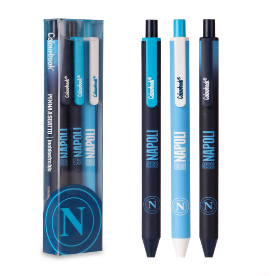 SSC Napoli Penne a Scatto Colourbook – Set 3 Pezzi Inchiostro Blu