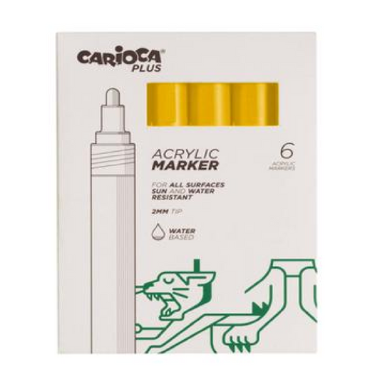 6 Marcatore Acrilico Giallo Metallico – Pennarello Vernice Effetto Brillante Alta Coprenza