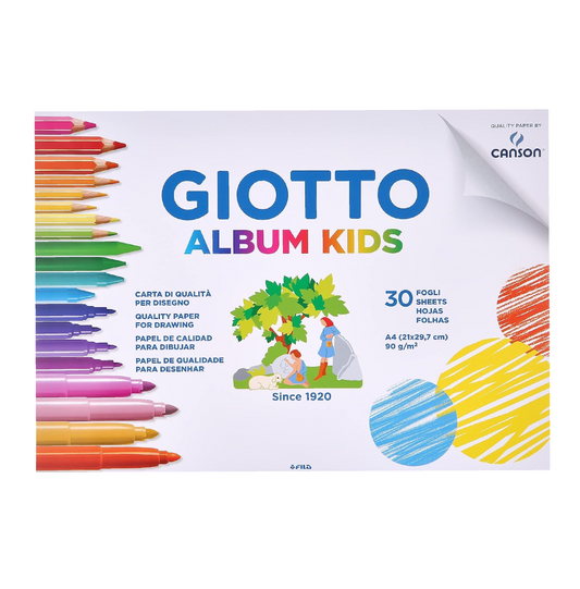 Album Kids A4 30 Fogli 90g – Carta Bianca per Disegno, Pastelli e Pennarelli