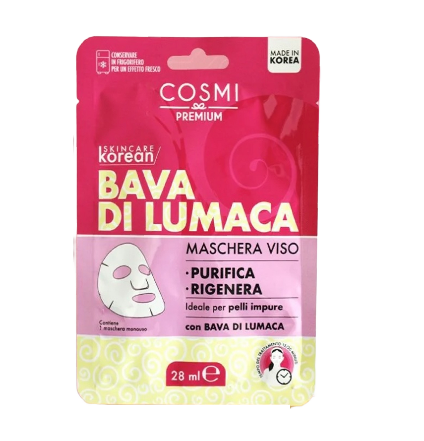 Maschera Viso Korean Bava di Lumaca - Rigenerante e Levigante