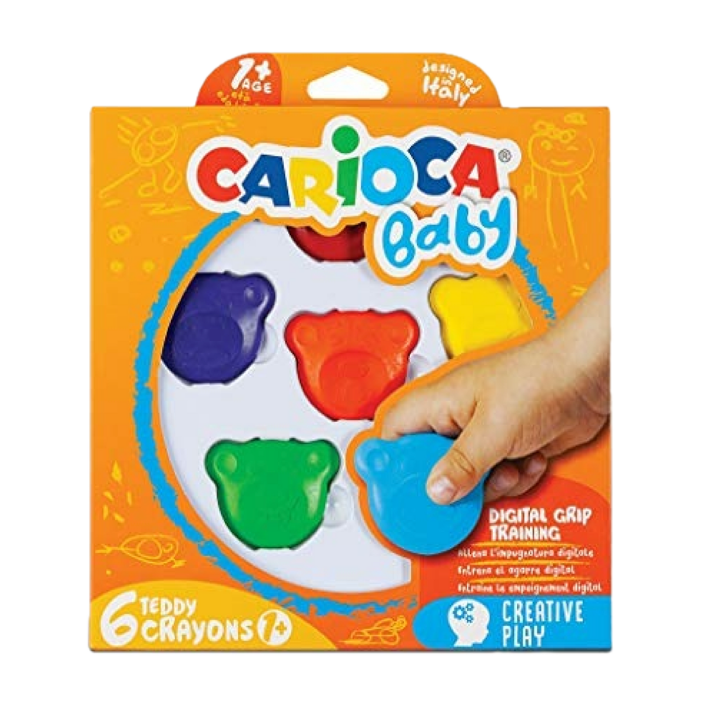 6 Pastelli a Cera 1+ TeddyCrayons – Orsetto Ergonomico per Bambini