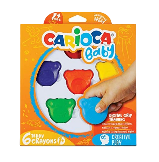 6 Pastelli a Cera 1+ TeddyCrayons – Orsetto Ergonomico per Bambini