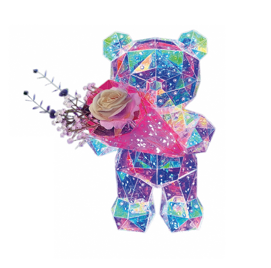Orso con Fiori e Luci LED 40 cm