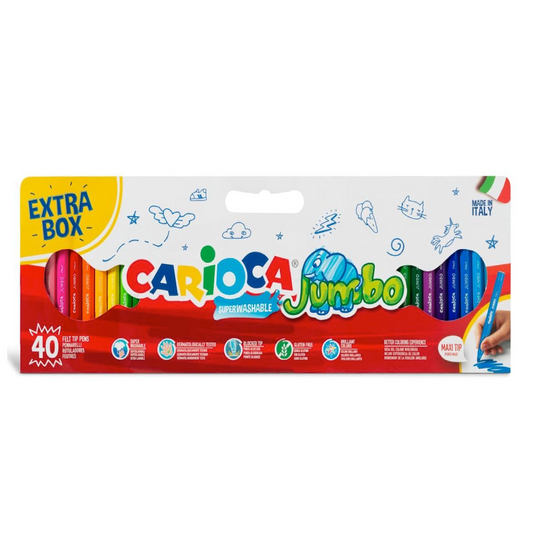 40 Pennarelli Jumbo – Set Colori Lavabili Punta Maxi per Bambini