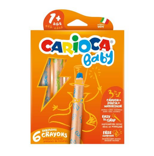 6 Pastelli 1+ Crayons 3 in 1 – Pastello, Matita e Acquerello per Bambini
