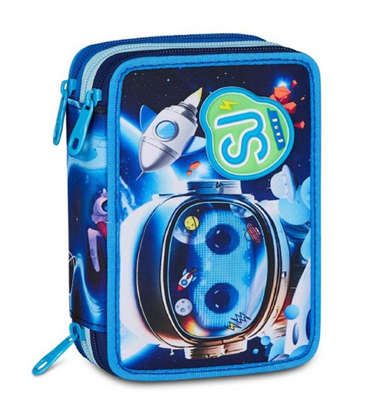 Astuccio 3 Zip SJ Gang Space LED Boy - Astuccio Scuola Completo Spazio