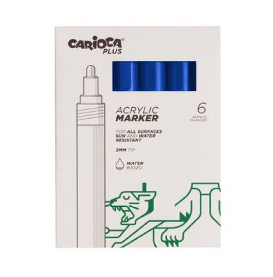 6 Marcatore Acrilico Blu Punta Media – Pennarello Vernice Multiuso Alta Coprenza Effetto Metallo