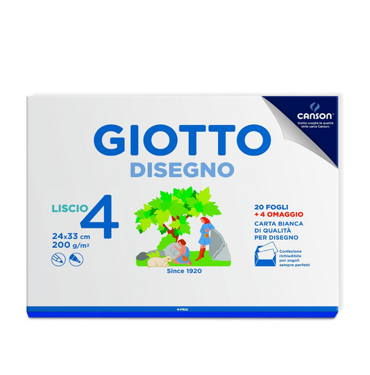 Blocco Disegno 20 Fogli 4 24x33 cm – Ruvido o Liscio per Tecniche Artistiche