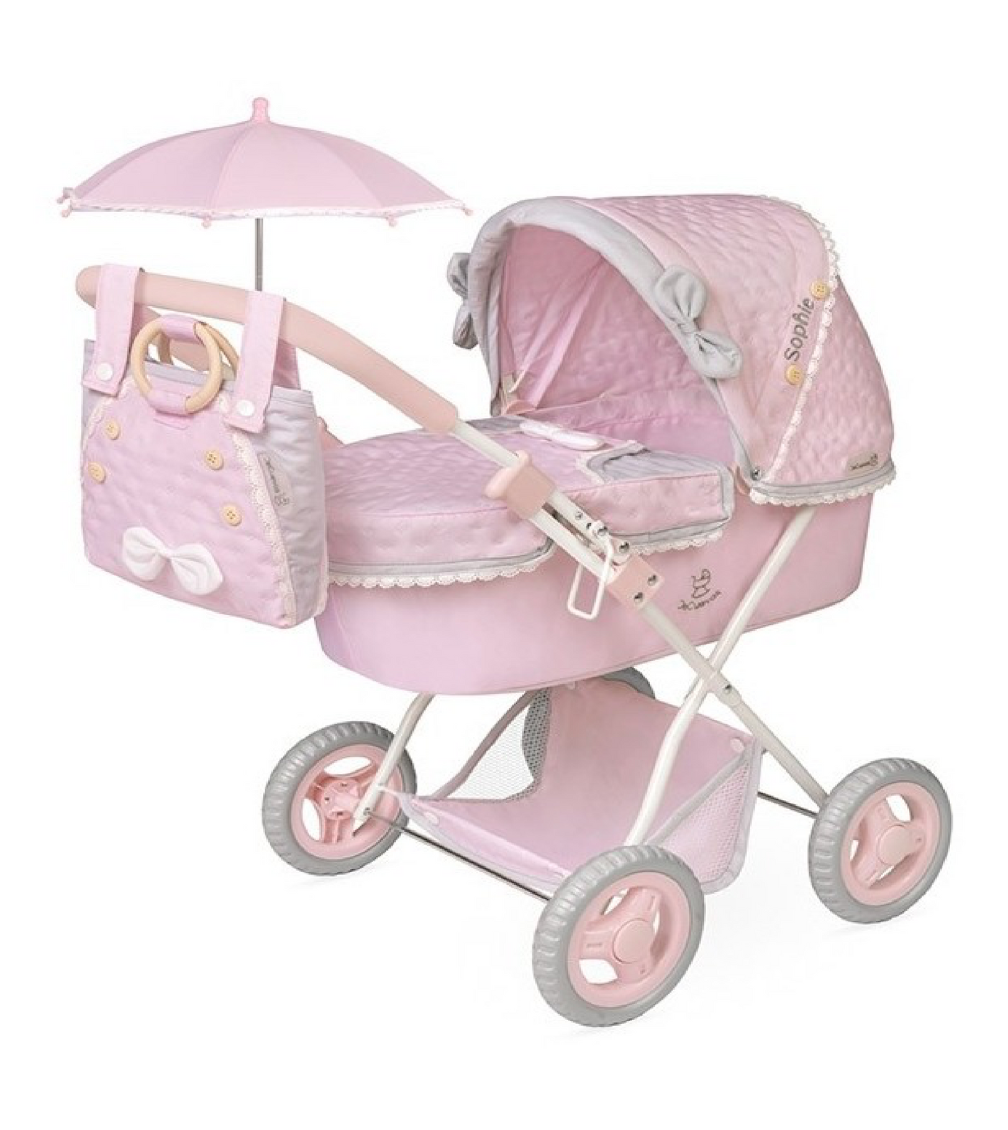 Sophie Carrozzina Vintage Convertibile per Bambole con Borsa e Lenzuola