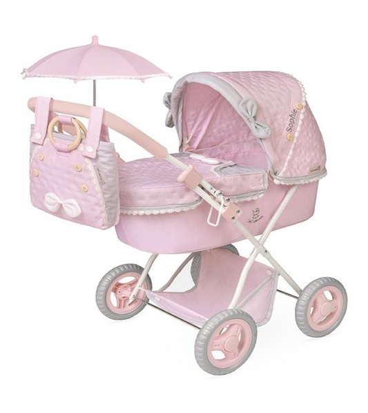 Sophie Carrozzina Vintage Convertibile per Bambole con Borsa e Lenzuola