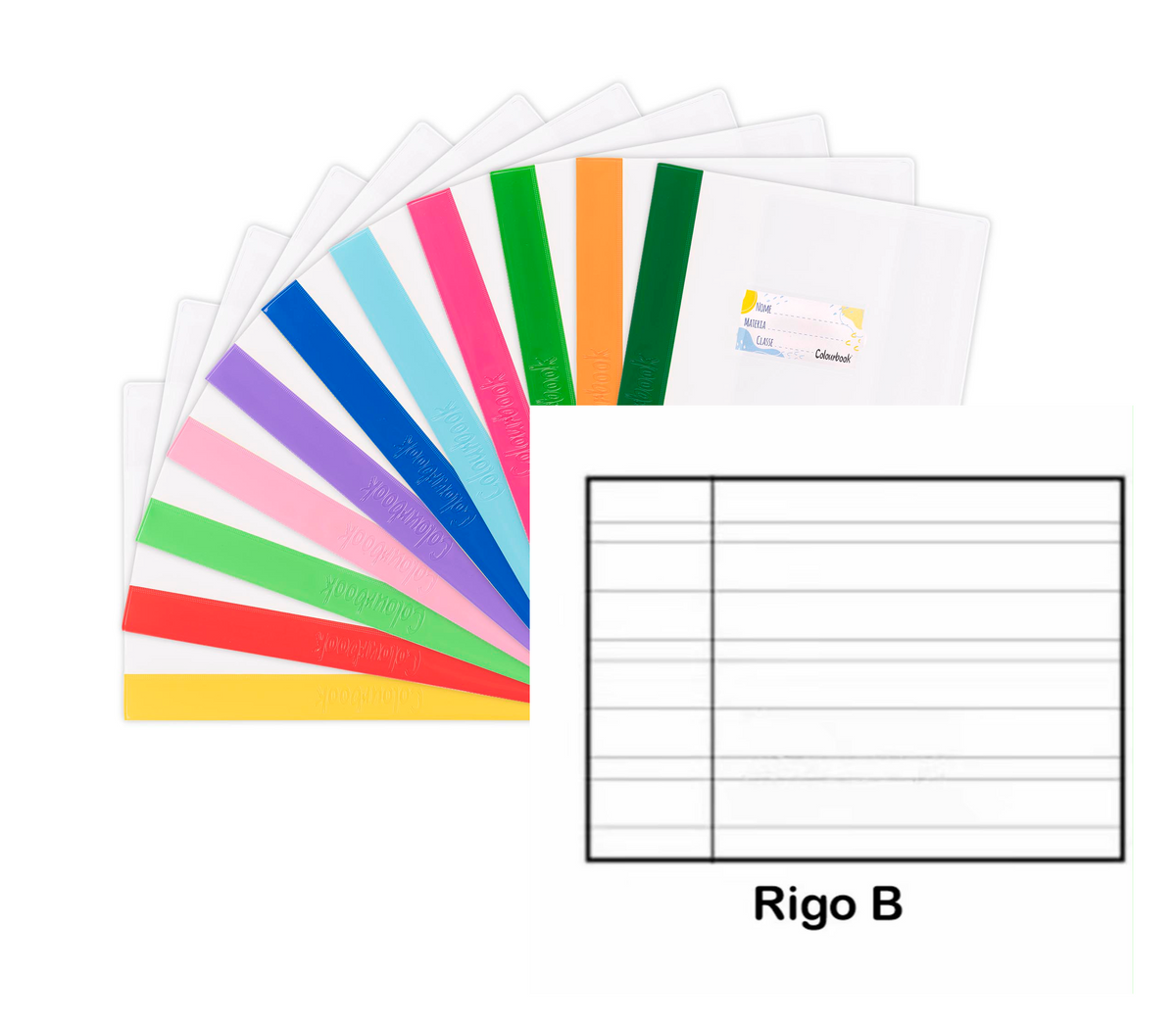 Set 6 Quaderni Maxi Colourbook 100g Plus - Rigature Elementari Medie e Superiori 100g + 6 Copriquaderni Con Etichetta