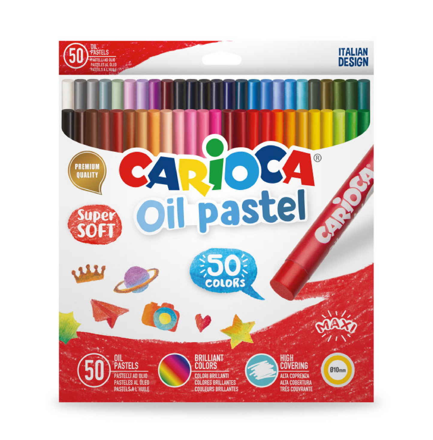 50 Pastelli a Olio Maxi – Colori Intensi e Coprenti per Disegno Creativo