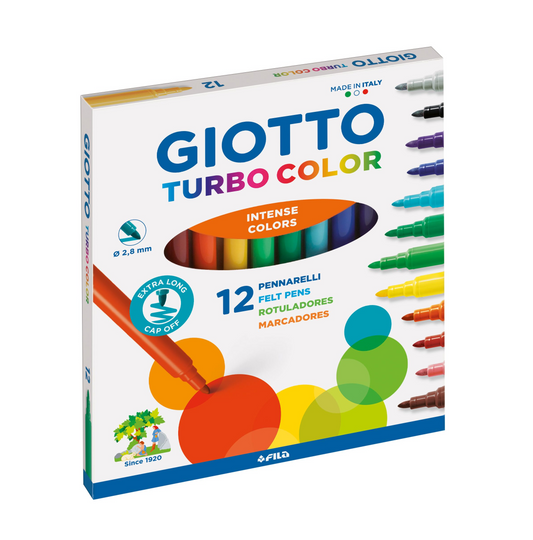 Turbo Color 12 Pennarelli - Punta Fine 2.8mm Superlavabili