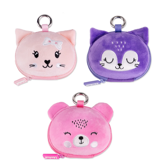 Pocket Pets Portamonete Peluche con Moschettone – 3 Varianti Gatto, Chimera, Orso