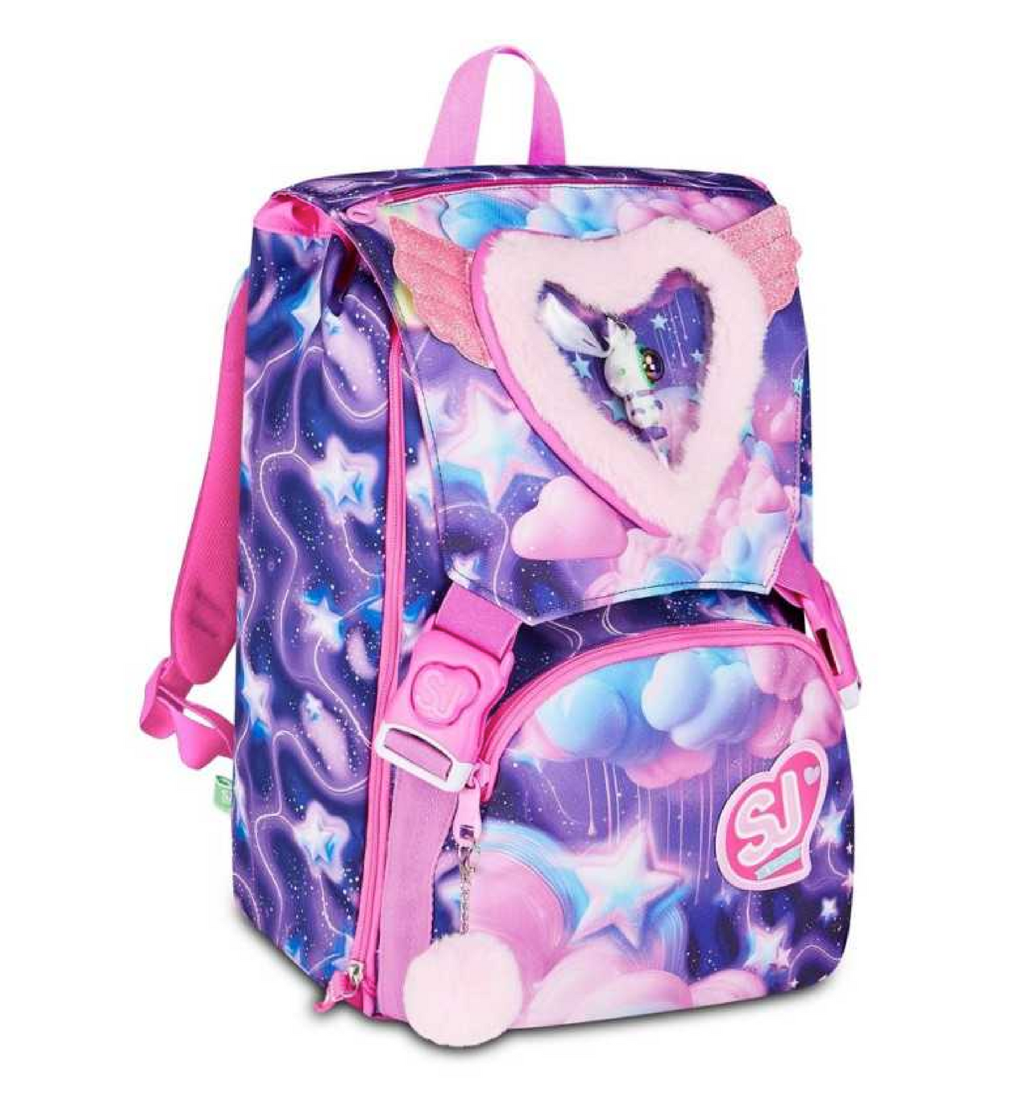 Zaino Sdoppiabile Big SJ Gang Fluffy Pink Girl - Zaino Scuola Espandibile Morbido