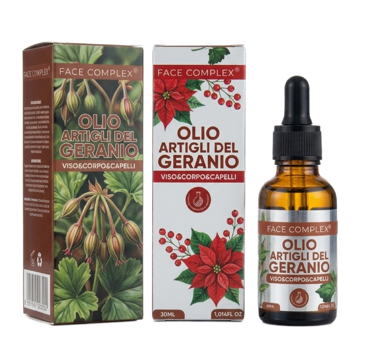 Face Complex Olio di Geranio 30ml | Tonificante Viso Corpo Capelli