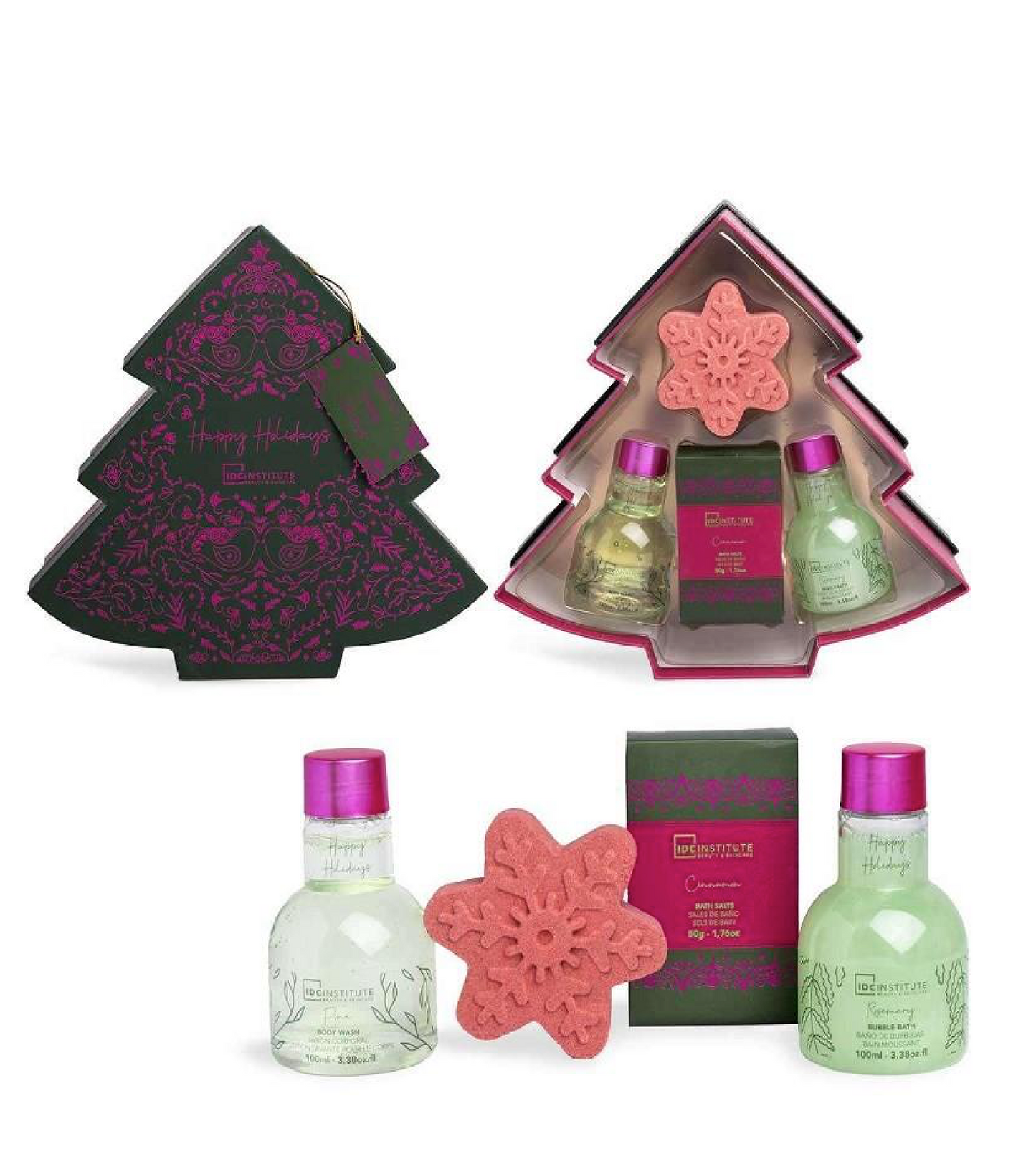 Set Regalo Natale 4 Pezzi – Bagnoschiuma, Sapone Corpo, Sali e Bomba da Bagno