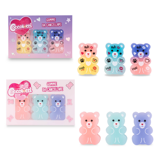 Gommine Coccolotti by Colourbook 3pz - Set Pastel e Fluo