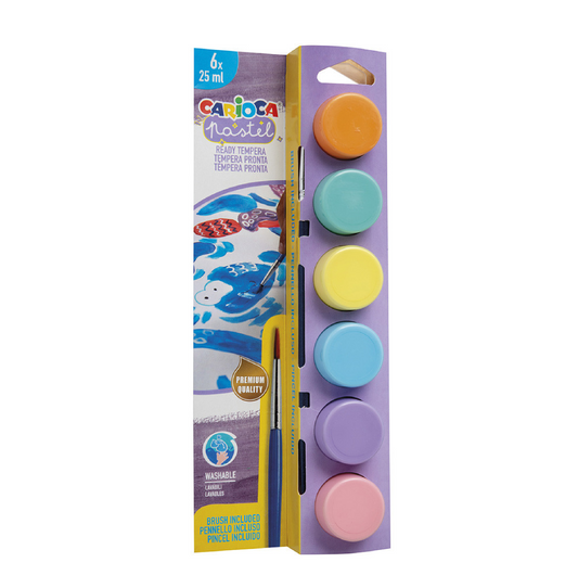6 Tempere Pronte Pastel 25 ml con Pennello – Colori Pastello