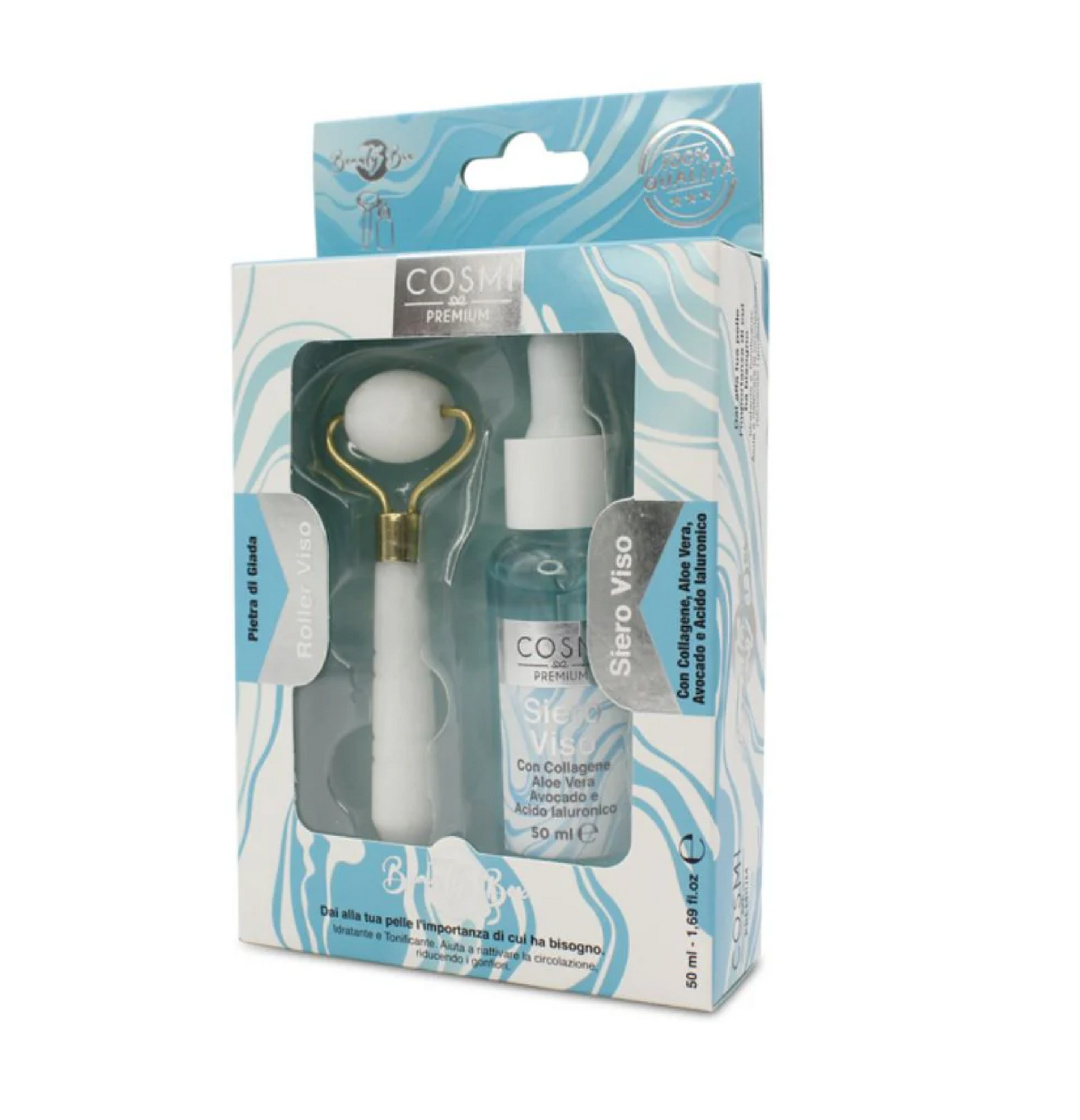 Siero Viso con Rullo Aloe e Acido Ialuronico - Idratante e Lenitivo