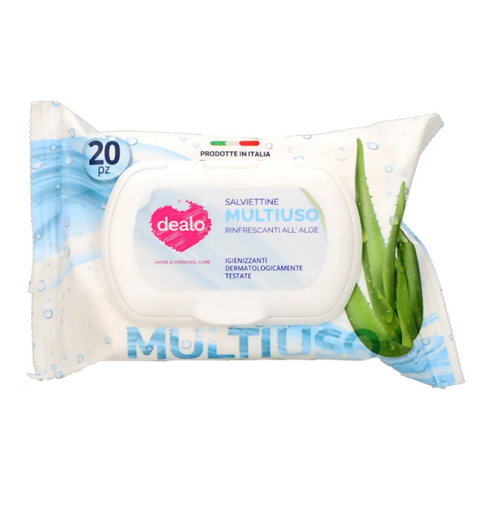 Salviettine Imbevute Multiuso Aloe 20 Pezzi – Pulizia Delicata e Freschezza