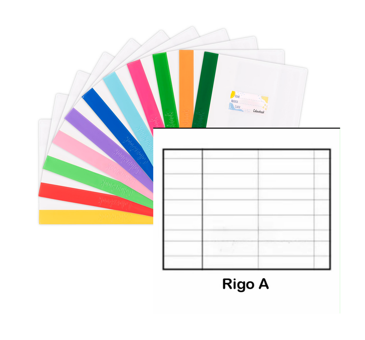 Set 6 Quaderni Maxi Colourbook 100g Plus - Rigature Elementari Medie e Superiori 100g + 6 Copriquaderni Con Etichetta