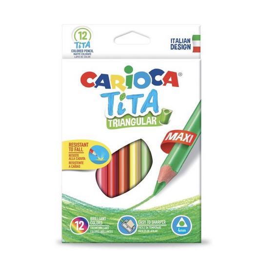 12 Pastelli Tita Maxi Triangular – Colori Intensi e Presa Ergonomica