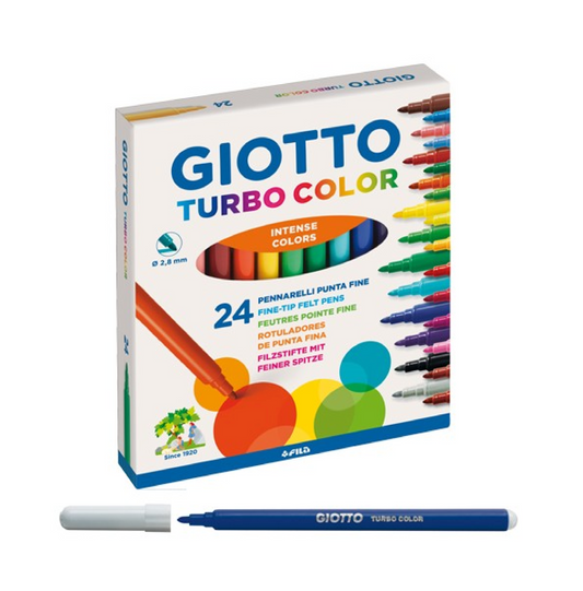Turbo Color 24 Pennarelli | Punta Fine 2.8mm Lavabile
