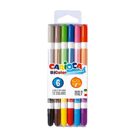 6 Pennarelli Bicolor – Doppia Punta e Colori Doppi per Bambini
