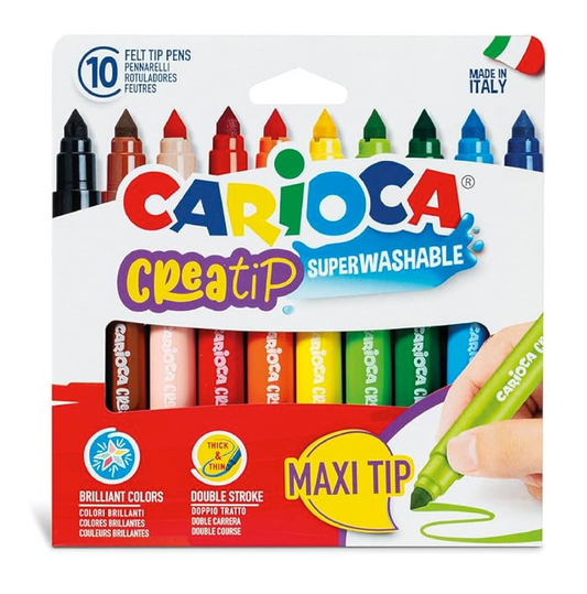 10 Pennarelli Maxi Creatip – Colori Lavabili Punta Conica