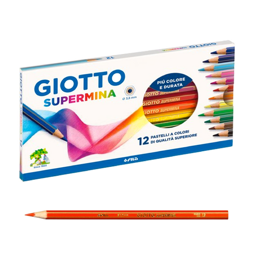 12 Pastelli Giotto Supermina – Colori Intensi e Alta Qualità per Disegno