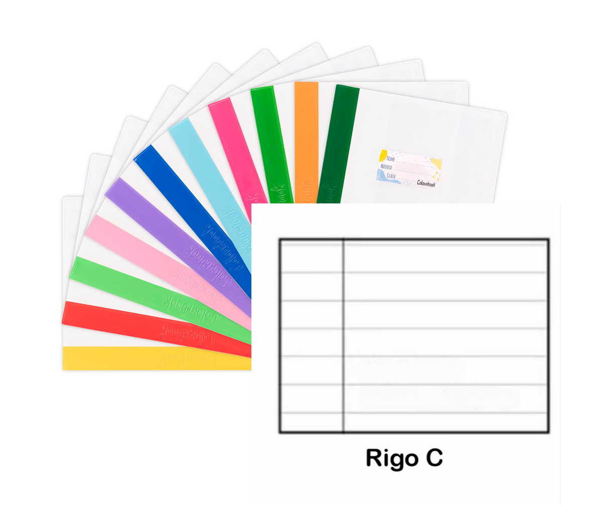 Set 6 Quaderni Maxi Colourbook 100g Plus - Rigature Elementari Medie e Superiori 100g + 6 Copriquaderni Con Etichetta
