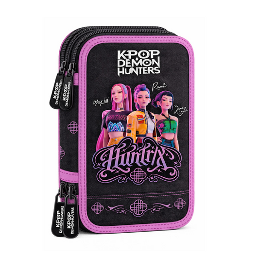 Astuccio 3 Zip K-Pop Demon Hunters Energy Nero