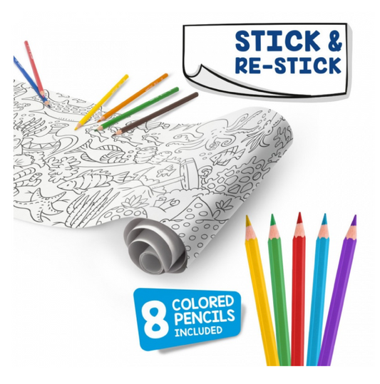 Coloring Roll 200x30 Under The Sea – Rotolo Carta Adesiva + 8 Matite Colorate