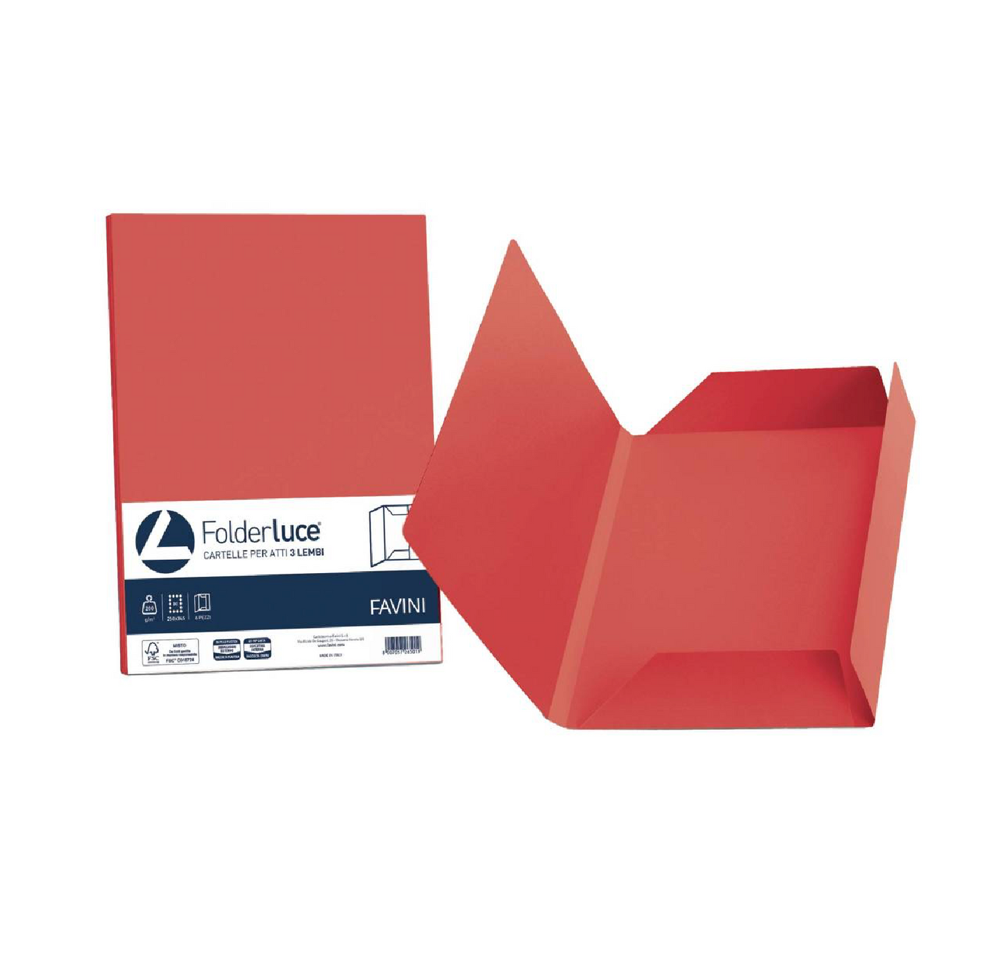 Cartelle tre lembi 25pz  Rosso Scarlatto