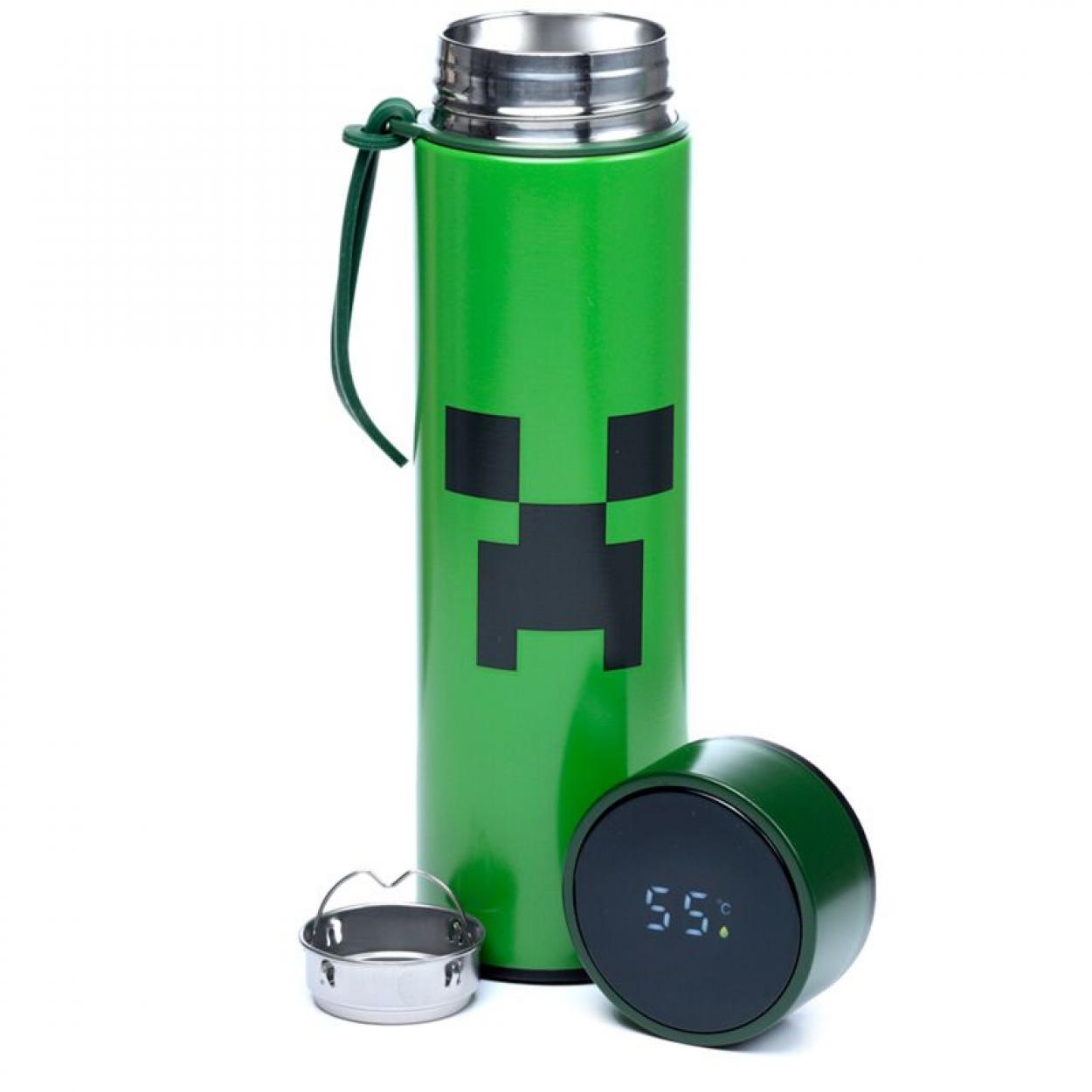 Bottiglia Termica Minecraft Creeper in Acciaio con Termometro