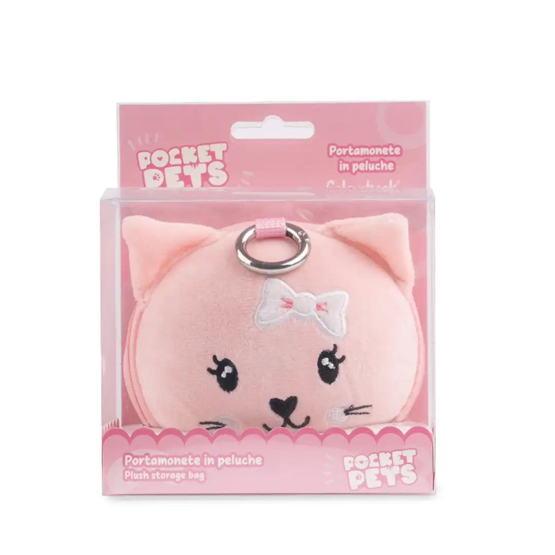 Pocket Pets Portamonete Peluche con Moschettone – 3 Varianti Gatto, Chimera, Orso