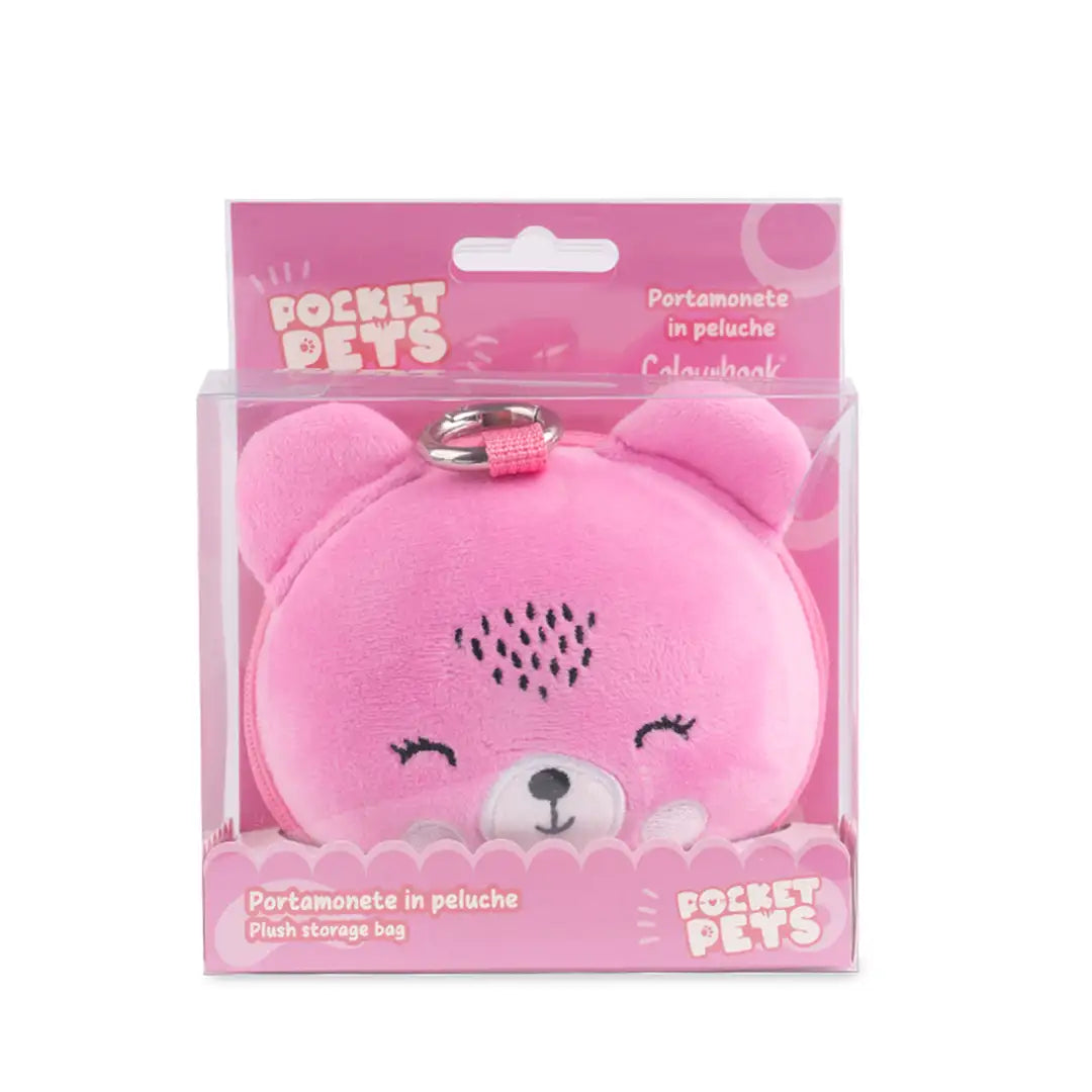 Pocket Pets Portamonete Peluche con Moschettone – 3 Varianti Gatto, Chimera, Orso