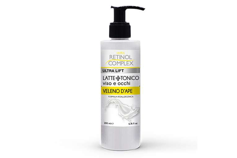 Latte e Tonico 2in1 Ultra Retinol Complex 200ml Viso e Occhi - Vipera, Bava di Lumaca, Veleno d'Ape
