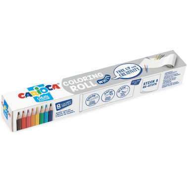 Coloring Roll Rotolo Carta Adesiva 190x30 cm + 8 Matite Colorate