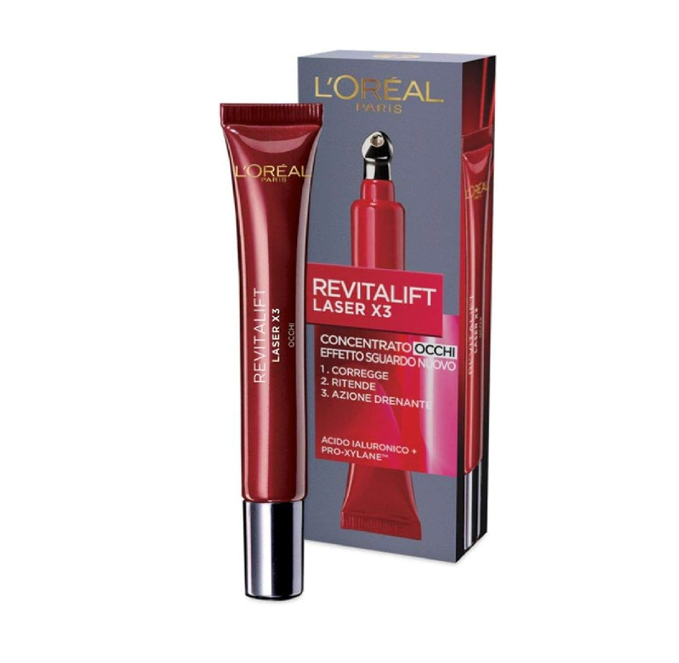 L'Oréal Revitalift Laser X3 Concentrato Occhi – Correttore Rughe e Borse con Acido Ialuronico e Caffeina