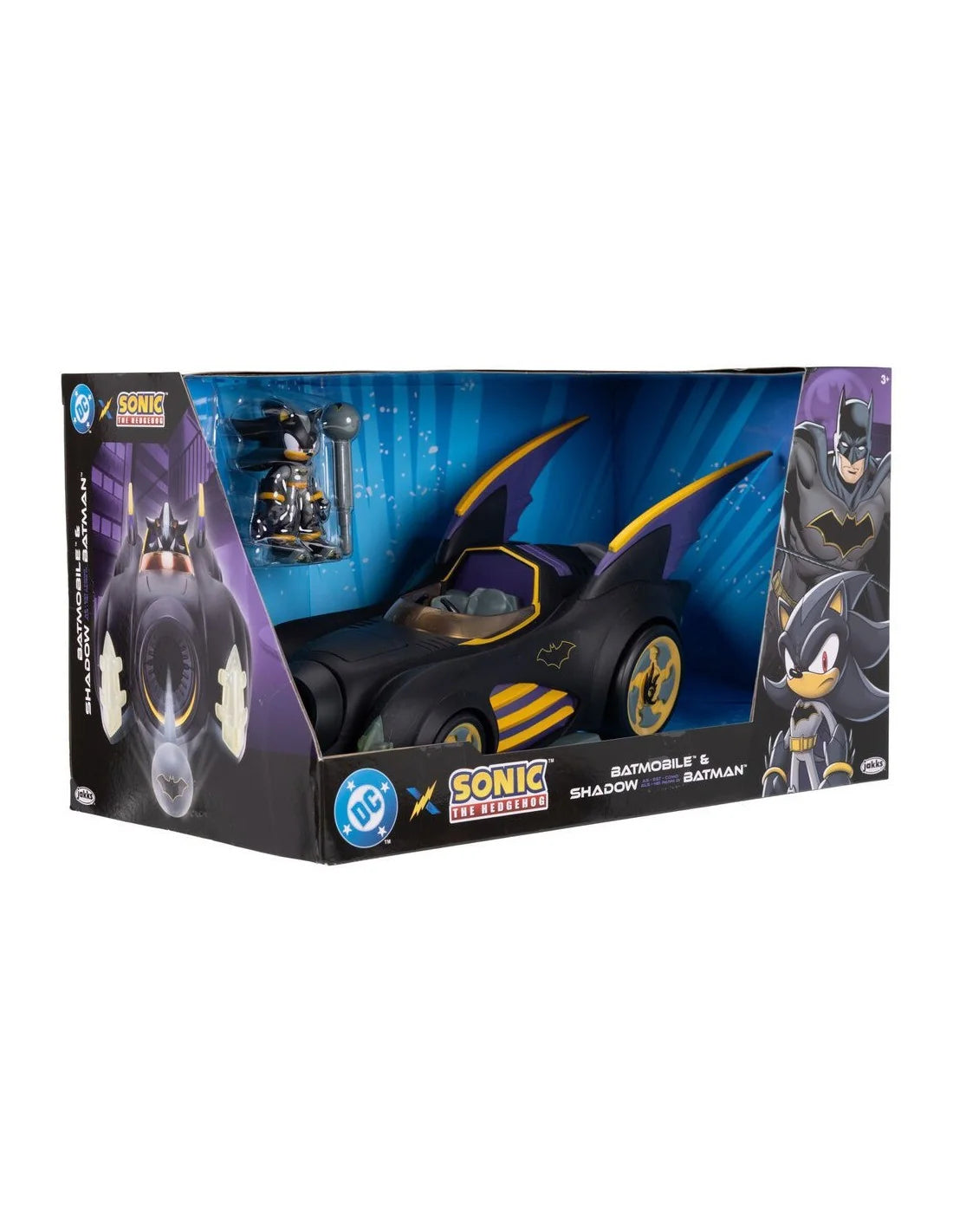 DC x Sonic Shadow Batman Action Figure con Batmobile | Set Veicolo + Personaggio